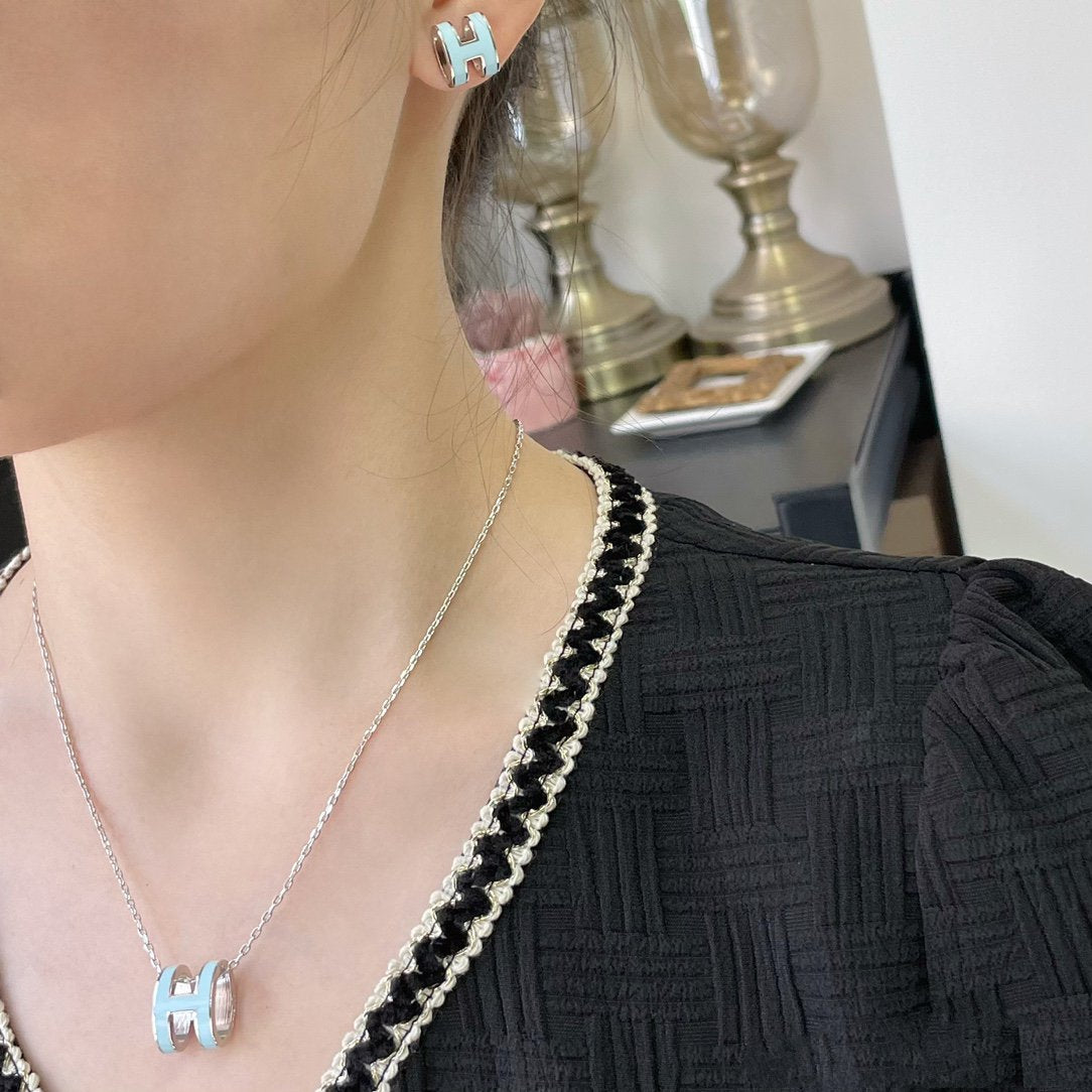 [Lumi Jewelry]POP H SKY BLUE NECKLACE