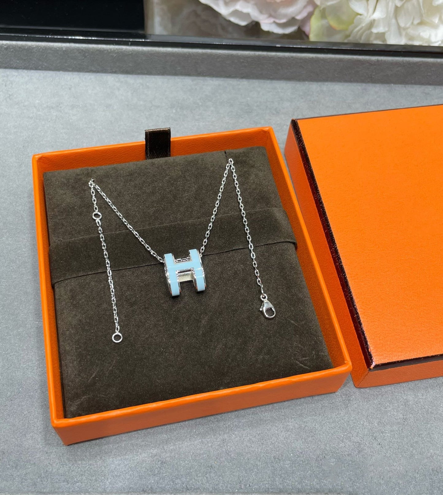 [Lumi Jewelry]POP H SKY BLUE NECKLACE