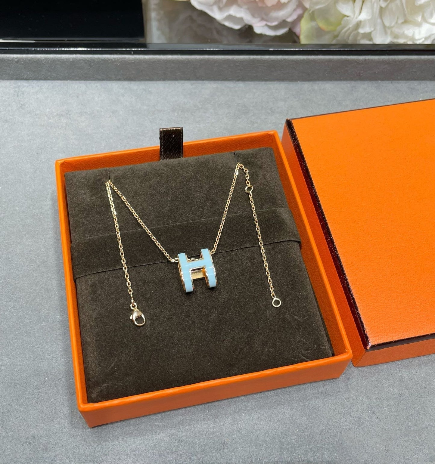 [Lumi Jewelry]POP H SKY BLUE NECKLACE