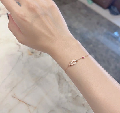 [Lumi Jewelry]FORCE 10 DIAMOND CHAIN LINK PINK GOLD BRACELET