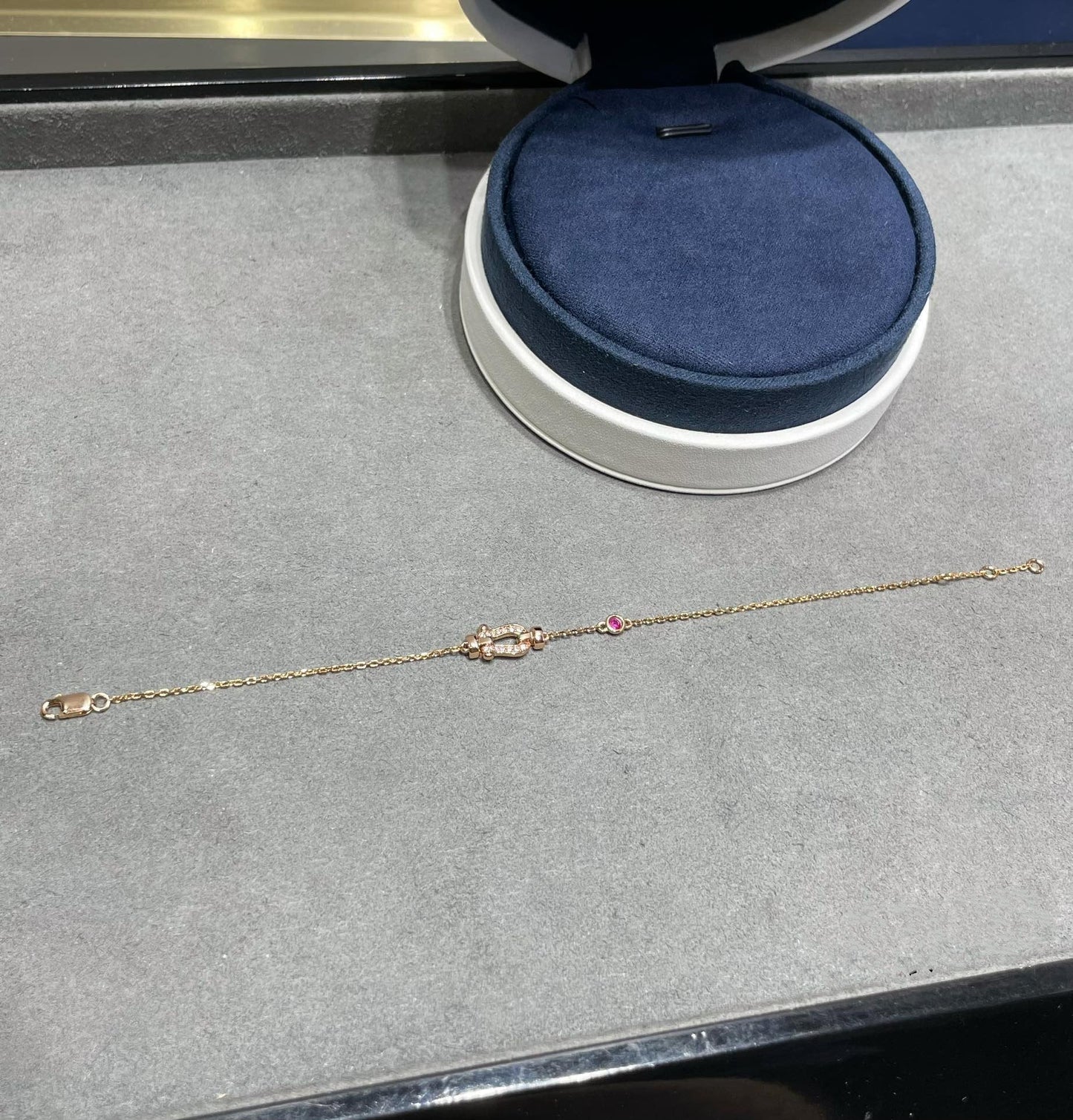 [Lumi Jewelry]FORCE 10 DIAMOND CHAIN LINK PINK GOLD BRACELET