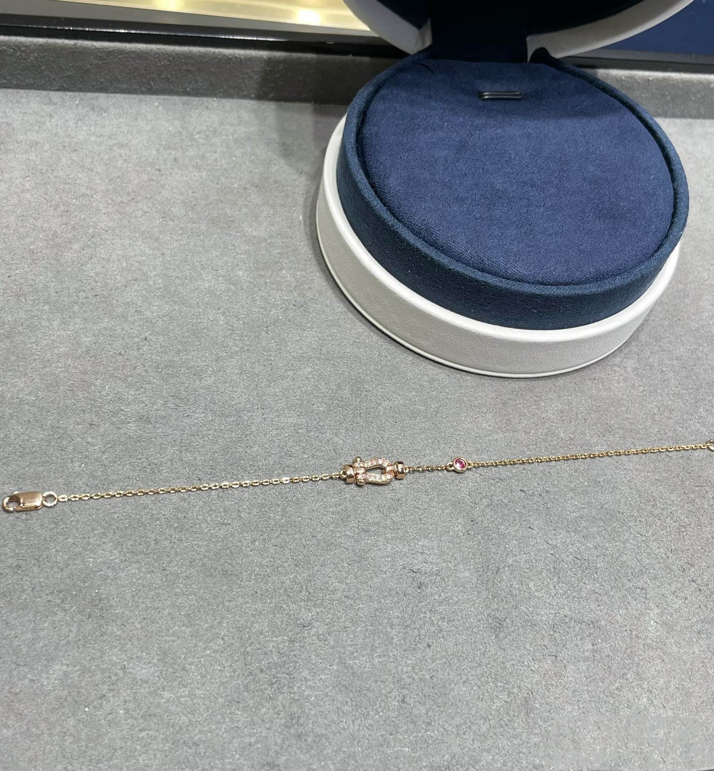 [Lumi Jewelry]FORCE 10 DIAMOND CHAIN LINK PINK GOLD BRACELET
