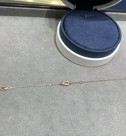 [Lumi Jewelry]FORCE 10 DIAMOND CHAIN LINK PINK GOLD BRACELET