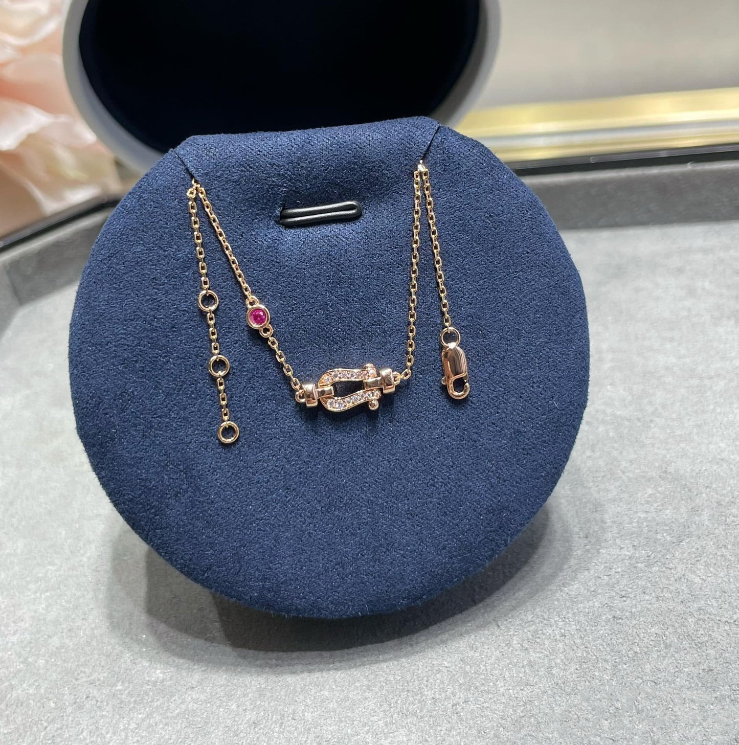 [Lumi Jewelry]FORCE 10 DIAMOND CHAIN LINK PINK GOLD BRACELET
