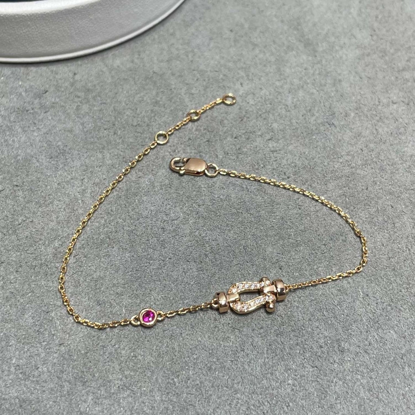 [Lumi Jewelry]FORCE 10 DIAMOND CHAIN LINK PINK GOLD BRACELET