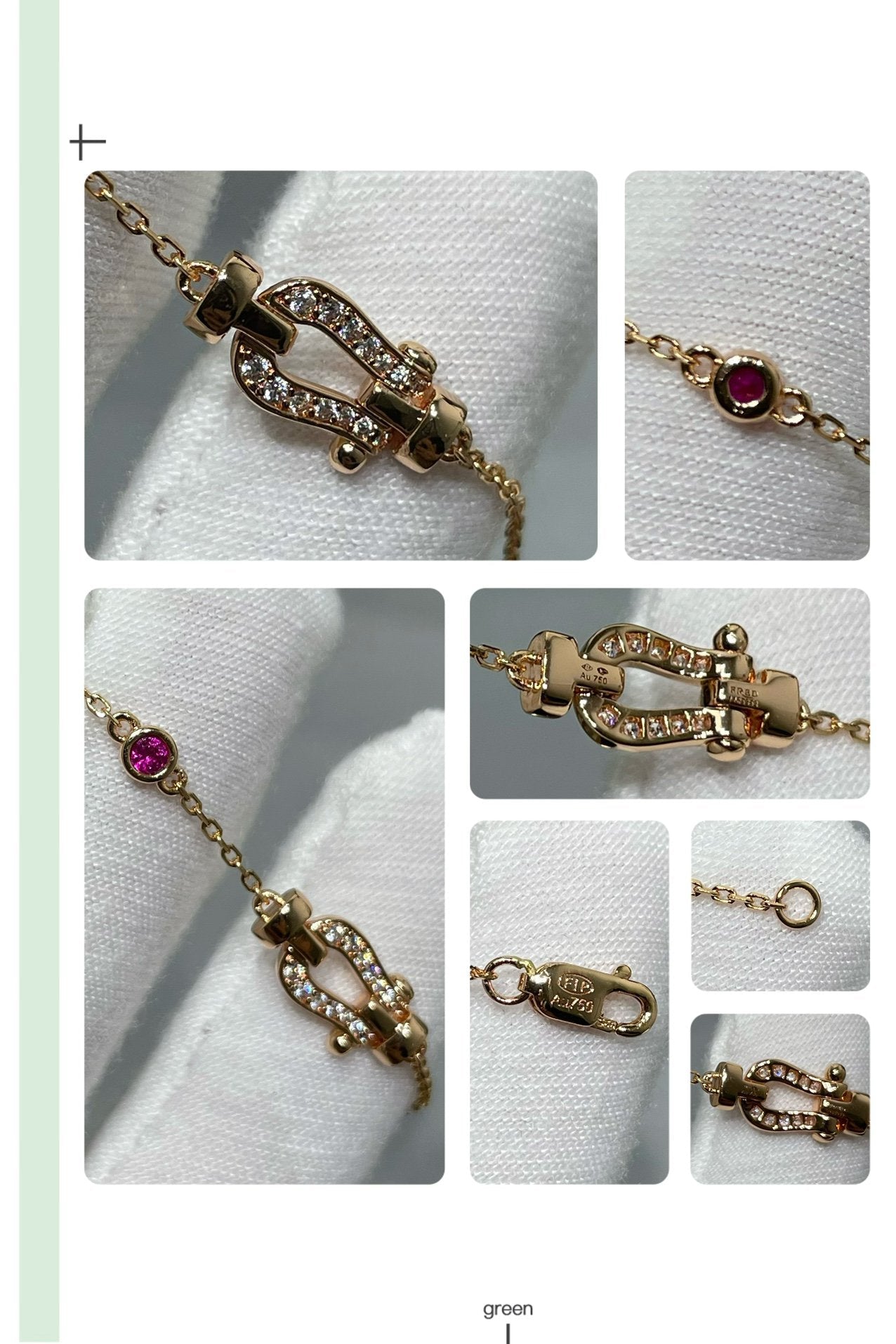 [Lumi Jewelry]FORCE 10 DIAMOND CHAIN LINK PINK GOLD BRACELET