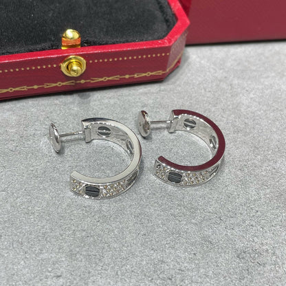 [Lumi Jewelry]LOVE CERAMIC DIAMOND PAVED SILVER EARRINGS