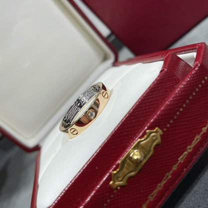 [Lumi Jewelry]LOVE PINK GOLD SILVER DIAMOND DOUBLE RING