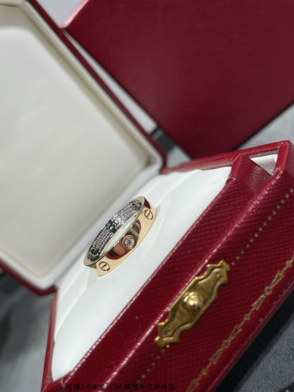 [Lumi Jewelry]LOVE PINK GOLD SILVER DIAMOND DOUBLE RING