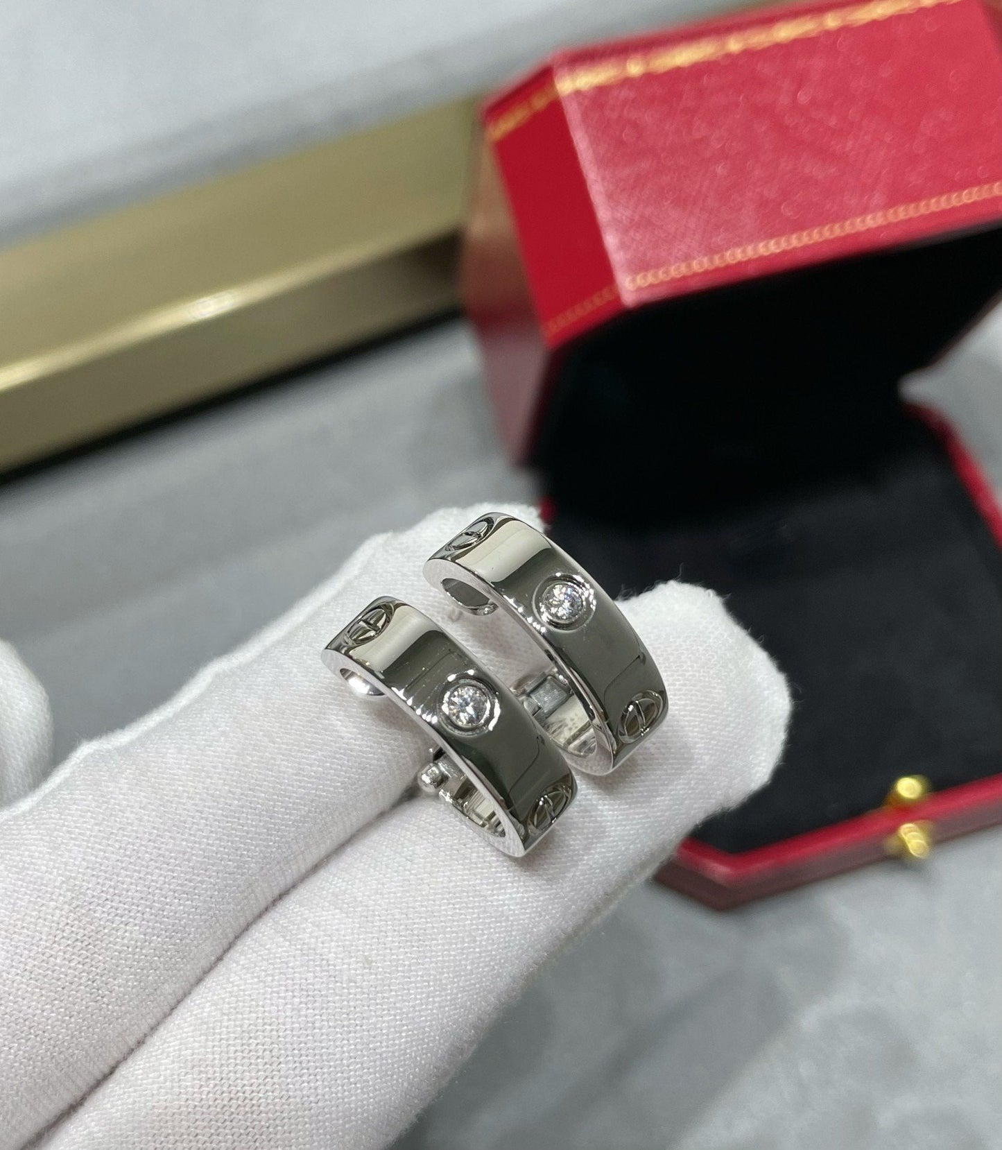[Lumi Jewelry]LOVE 5.5MM 1 DIAMOND EARRINGS