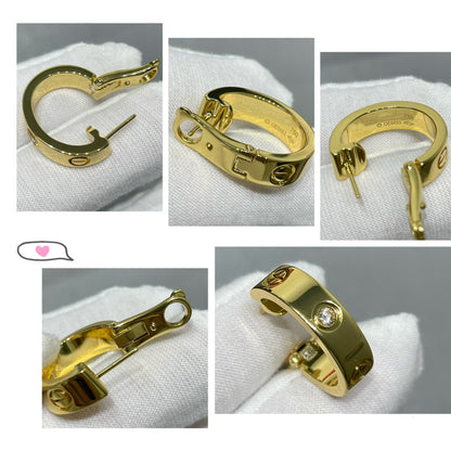 [Lumi Jewelry]LOVE 5.5MM 1 DIAMOND EARRINGS