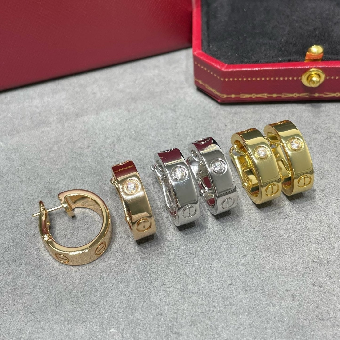 [Lumi Jewelry]LOVE 5.5MM 1 DIAMOND EARRINGS