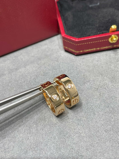 [Lumi Jewelry]LOVE 5.5MM 1 DIAMOND EARRINGS