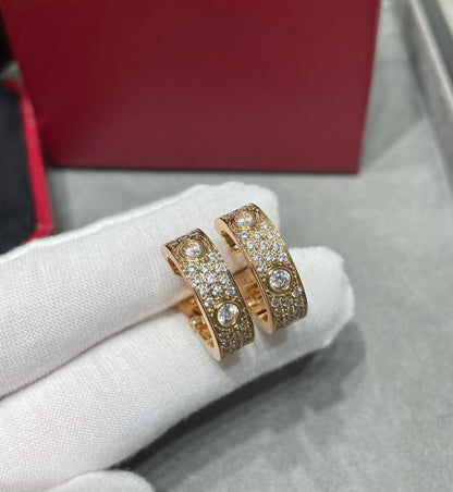 [Lumi Jewelry]LOVE 5.5MM DIAMOND PAVED EARRINGS