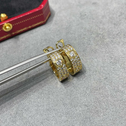 [Lumi Jewelry]LOVE 5.5MM DIAMOND PAVED EARRINGS
