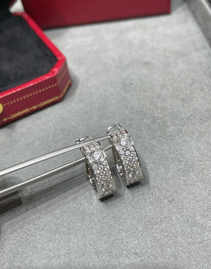 [Lumi Jewelry]LOVE 5.5MM DIAMOND PAVED EARRINGS