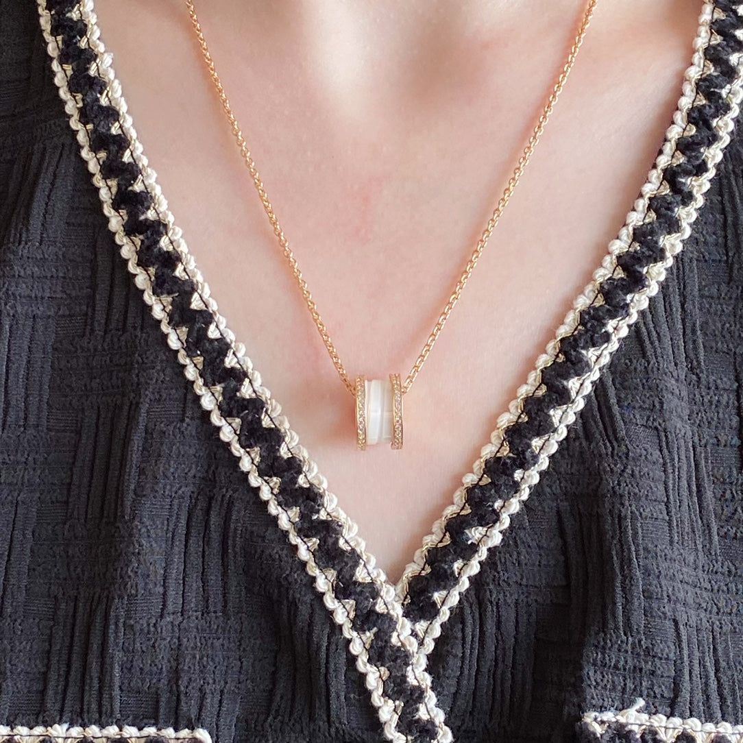 [Lumi Jewelry]ZERO 1 DIAMOND CERAMIC NECKLACE