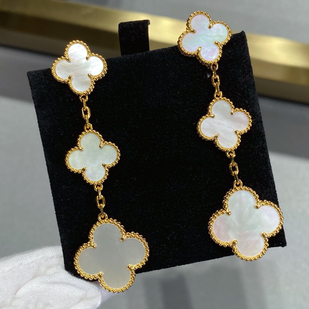 [Lumi Jewelry]CLOVER MOP 3 MOTIFS GOLD EARRINGS