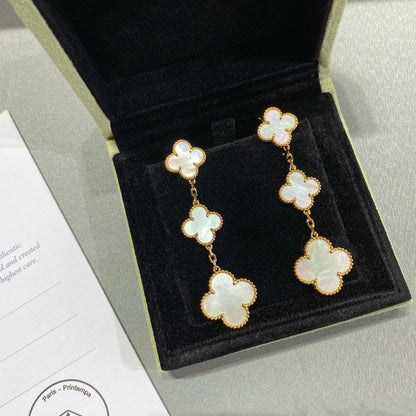 [Lumi Jewelry]CLOVER MOP 3 MOTIFS GOLD EARRINGS