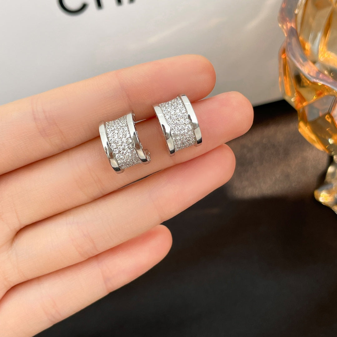 [Lumi Jewelry]ZERO 1 DIAMOND PAVED EARRINGS