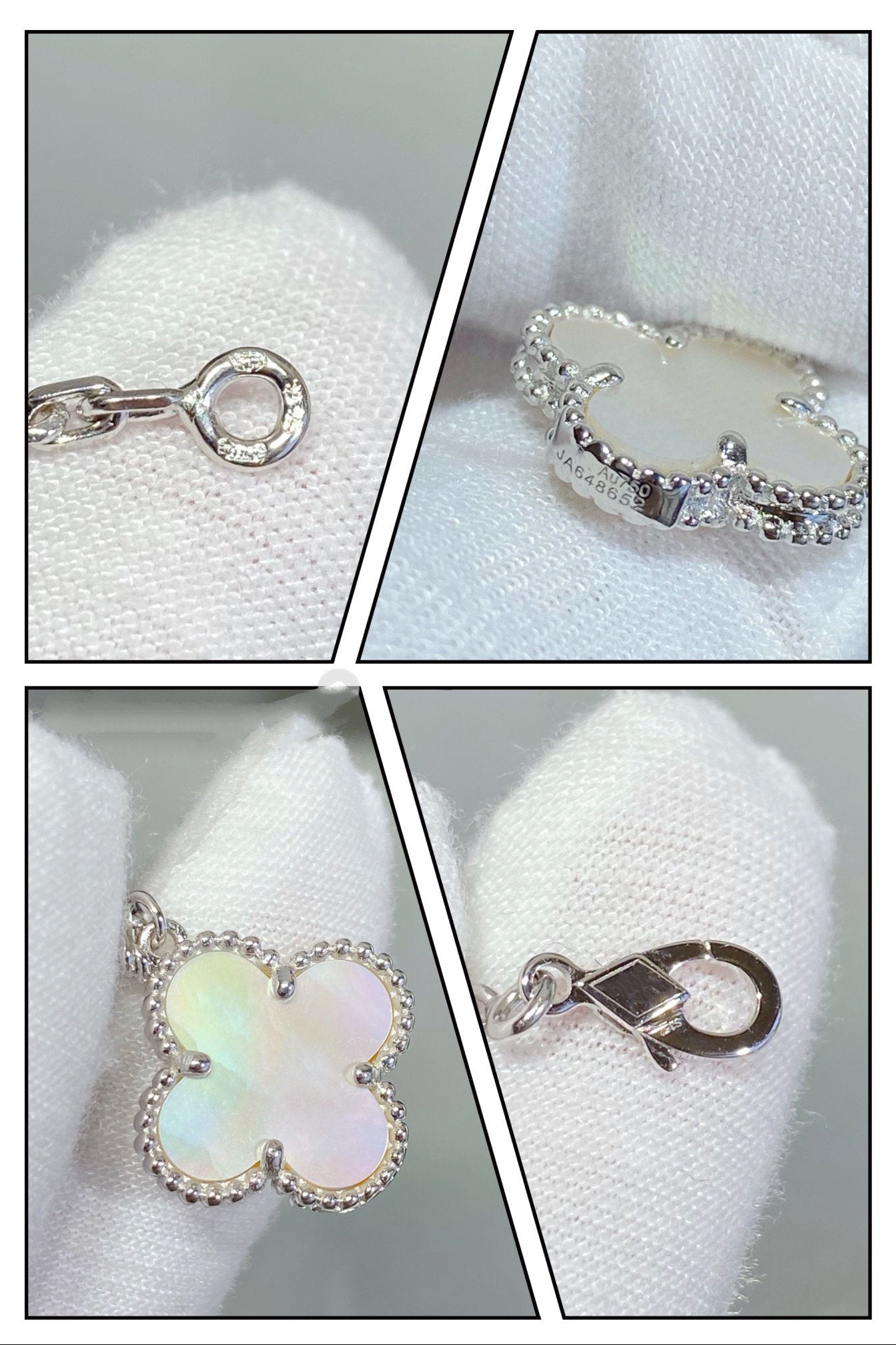 [Lumi Jewelry]CLOVER 5 MOTIF WHITE MOP SILVER BRACELET