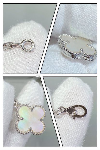 [Lumi Jewelry]CLOVER 5 MOTIF WHITE MOP SILVER BRACELET