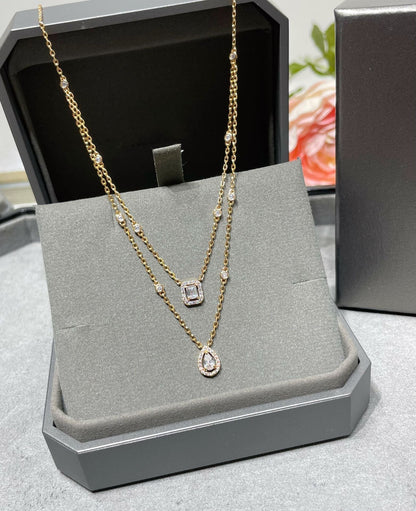 [Lumi Jewelery]MY TWIN 2 ROW DIAMOND NECKLACE