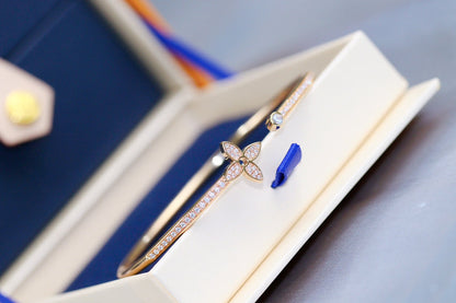 [Lumi Jewelry]IDYLLE PINK GOLD OPEN BRACELET DIAMOND PAVED