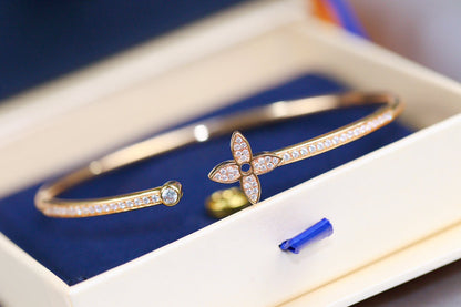 [Lumi Jewelry]IDYLLE PINK GOLD OPEN BRACELET DIAMOND PAVED