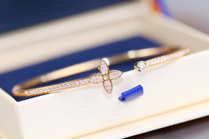 [Lumi Jewelry]IDYLLE PINK GOLD OPEN BRACELET DIAMOND PAVED