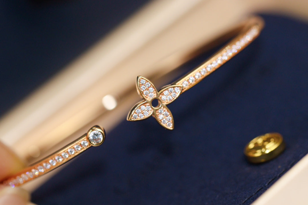 [Lumi Jewelry]IDYLLE PINK GOLD OPEN BRACELET DIAMOND PAVED