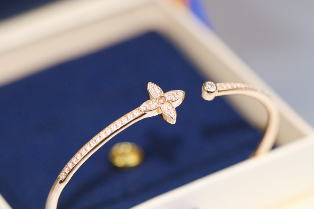 [Lumi Jewelry]IDYLLE PINK GOLD OPEN BRACELET DIAMOND PAVED