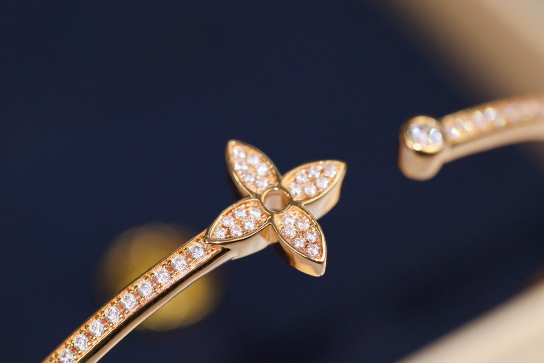[Lumi Jewelry]IDYLLE PINK GOLD OPEN BRACELET DIAMOND PAVED