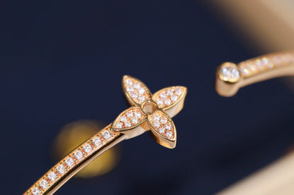 [Lumi Jewelry]IDYLLE PINK GOLD OPEN BRACELET DIAMOND PAVED