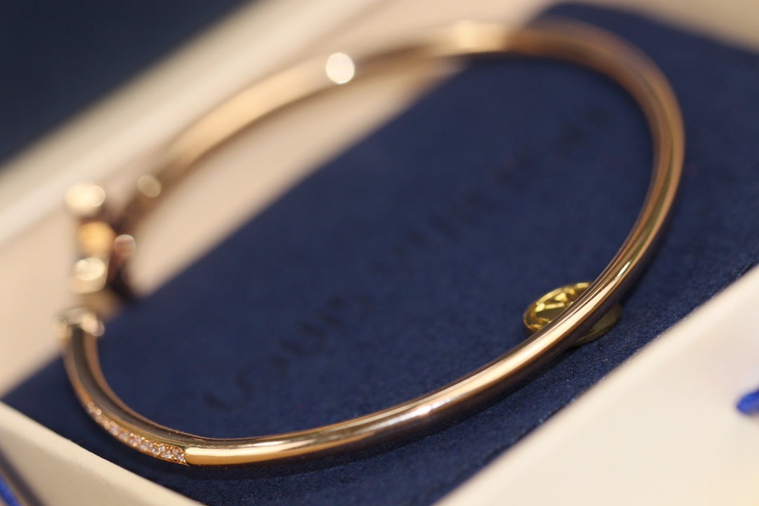 [Lumi Jewelry]IDYLLE PINK GOLD OPEN BRACELET DIAMOND PAVED