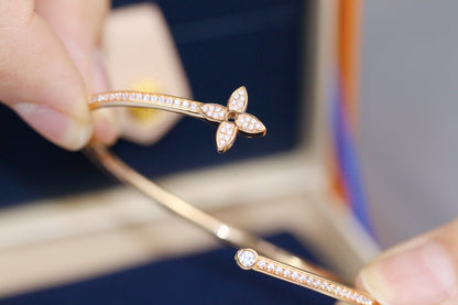 [Lumi Jewelry]IDYLLE PINK GOLD OPEN BRACELET DIAMOND PAVED