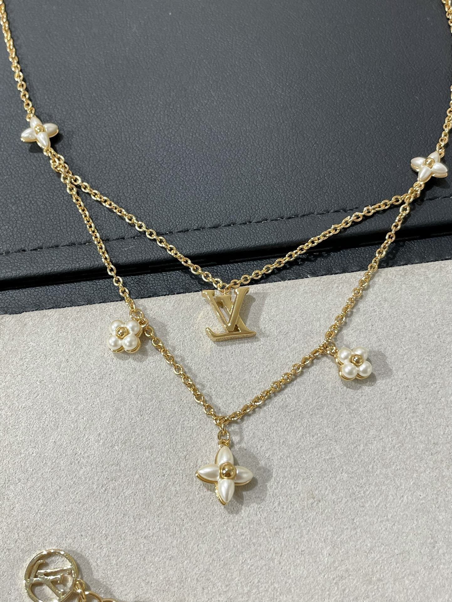 [Lumi Jewelry]FLOWERGRAM GOLD MOP DOUBLE ROW NECKLACE