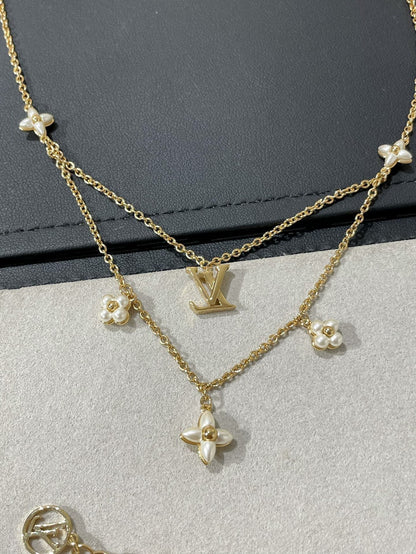 [Lumi Jewelry]FLOWERGRAM GOLD MOP DOUBLE ROW NECKLACE