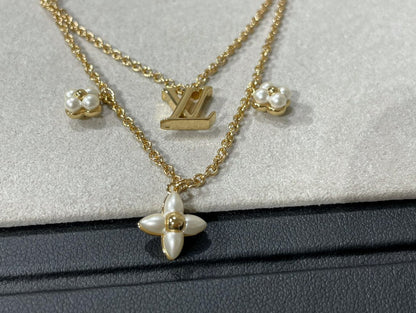 [Lumi Jewelry]FLOWERGRAM GOLD MOP DOUBLE ROW NECKLACE