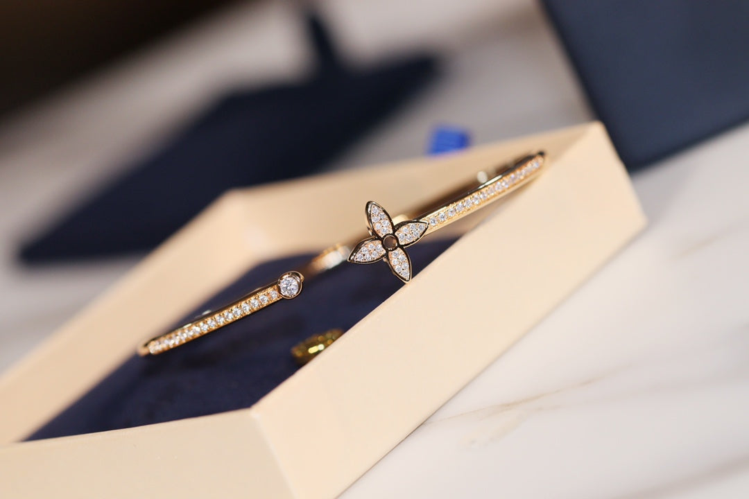 [Lumi Jewelry]IDYLLE GOLD OPEN BRACELET DIAMOND PAVED