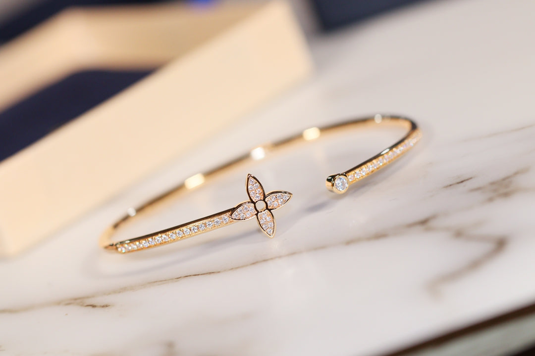 [Lumi Jewelry]IDYLLE GOLD OPEN BRACELET DIAMOND PAVED