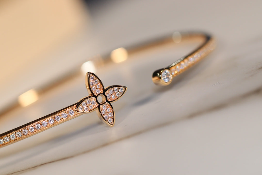 [Lumi Jewelry]IDYLLE GOLD OPEN BRACELET DIAMOND PAVED