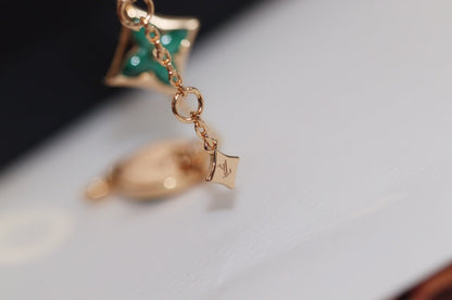 [Lumi Jewelry]STAR AND SUN 4 MOTIF PINK GOLD MALACHITE BRACELET