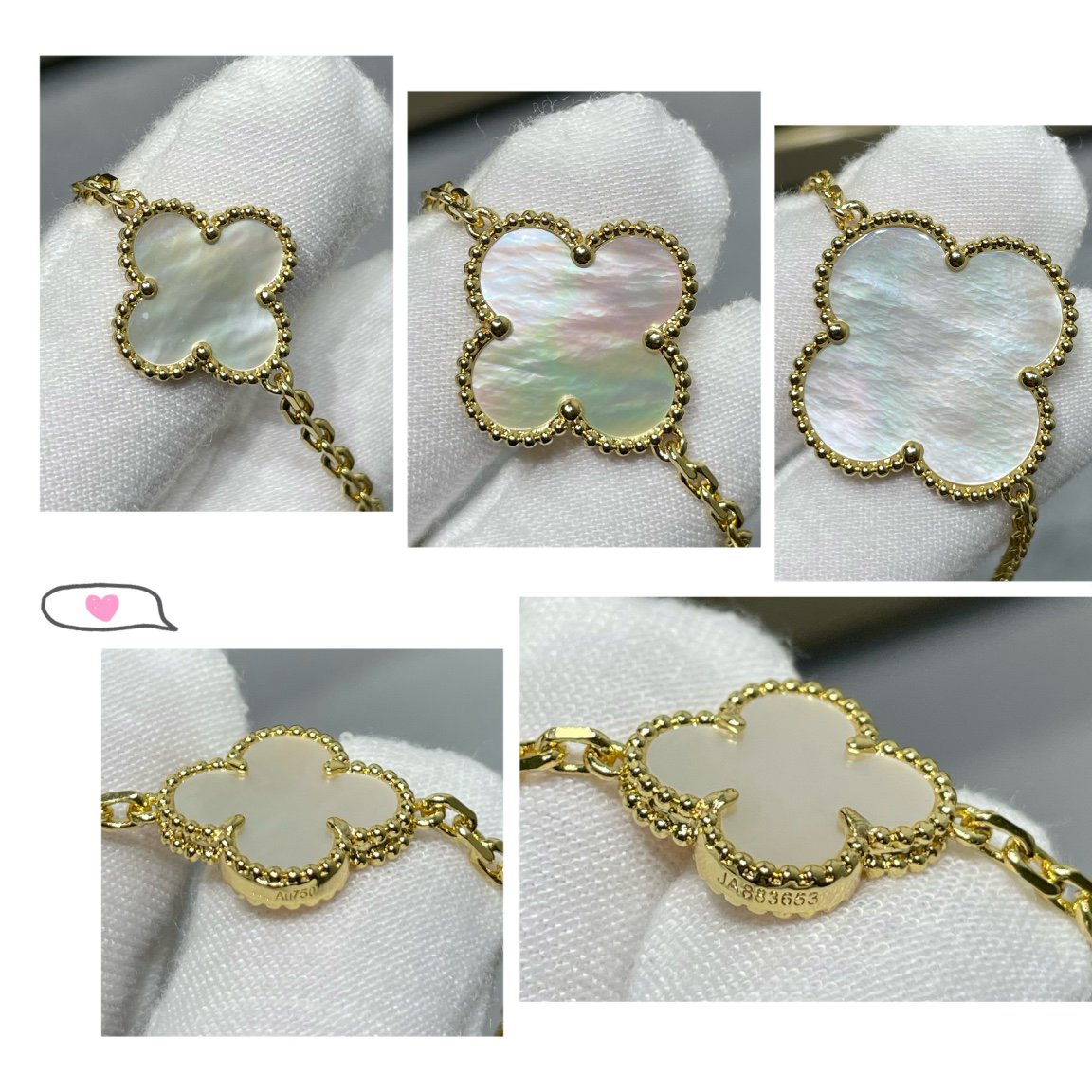 [Lumi Jewelry]CLOVER 16 MOTIF WHITE MOP GOLD NECKLACE
