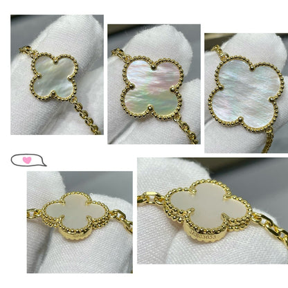 [Lumi Jewelry]CLOVER 16 MOTIF WHITE MOP GOLD NECKLACE