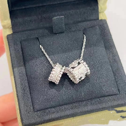 [Lumi Jewelry]PERLEE DOUBLE PENDANT SILVER DIAMOND NECKLACE