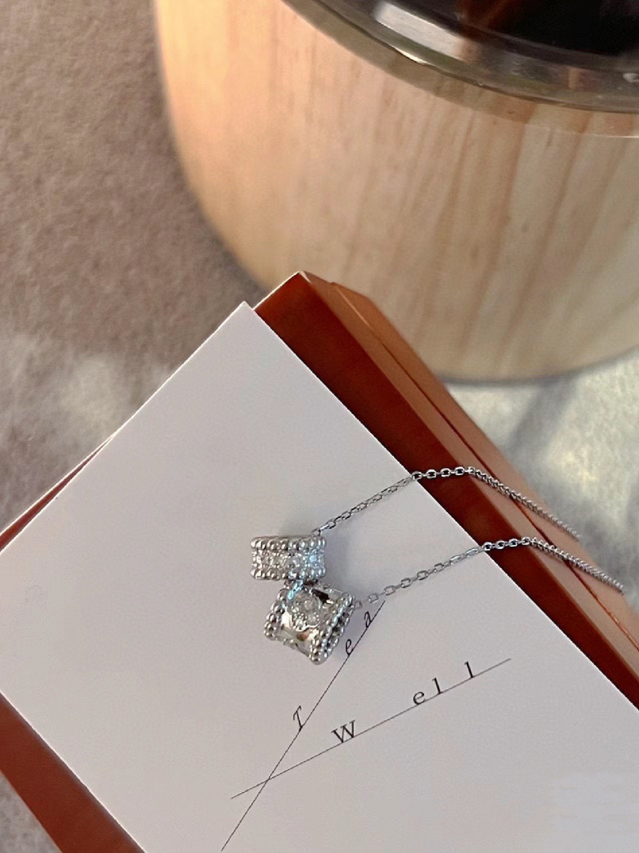 [Lumi Jewelry]PERLEE DOUBLE PENDANT SILVER DIAMOND NECKLACE