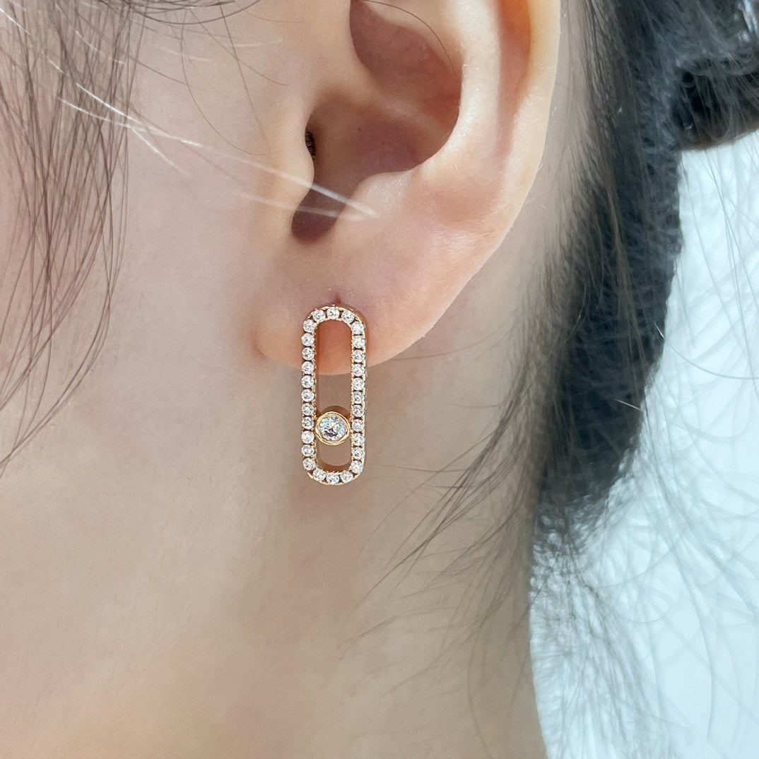 [Lumi Jewelery]MOVE UNO STUD DIAMOND PAVED EARRINGS
