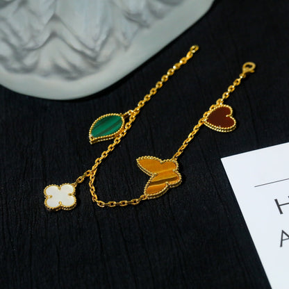 [Lumi Jewelry]LUCKY SPRING 5 MOTIF GOLD BRACELET