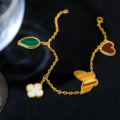 [Lumi Jewelry]LUCKY SPRING 5 MOTIF GOLD BRACELET